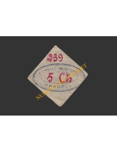 PRADELL DE LA TEIXETA (Tarragona). 5 centims. 1937 