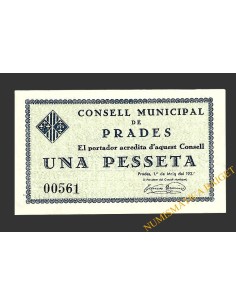 PRADES (Tarragona).1 pesseta. 1 de maig del 1937 