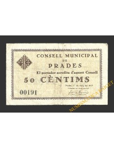 PRADES (Tarragona). 50 centims 1 de maig del 1937 