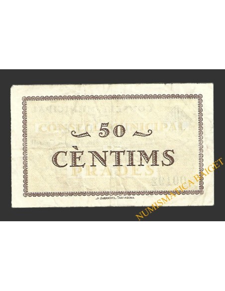 PRADES (Tarragona). 50 centims 1 de maig del 1937 