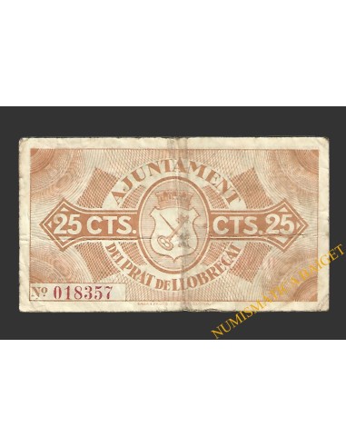 PRAT DEL LLOBREGAT, EL (Barcelona). 25 centims 2 de desembre del 1937 