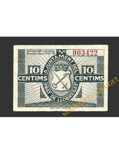 PRAT DEL LLOBREGAT, EL (Barcelona). 10 centims 2 de desembre del 1937 
