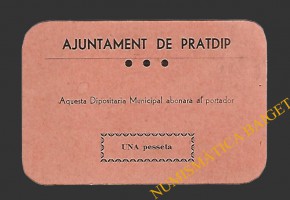 PRATDIP (Tarragona). 1 pesseta 1937 