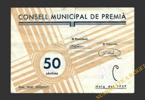 PREMIA (Barcelona). 50 centims maig del 1937 