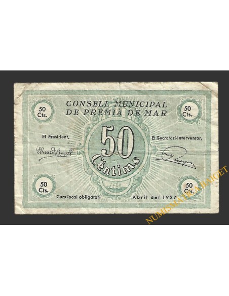 PREMIA DE MAR (Barcelona).50 centims abril del 1937 
