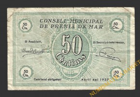 PREMIA DE MAR (Barcelona).50 centims abril del 1937 