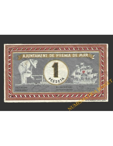 PREMIA DE MAR (Barcelona) 1 pesseta setembre del 1937 