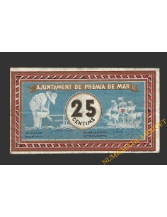 PREMIA DE MAR (Barcelona) 25 centims setembre del 1937 