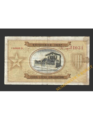 PREMIA DE MAR (Barcelona) 25 centims setembre del 1937 