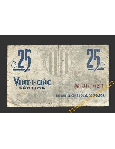 POBLA DE CLARAMUNT, LA  (Barcelona). 25 centims. 1937