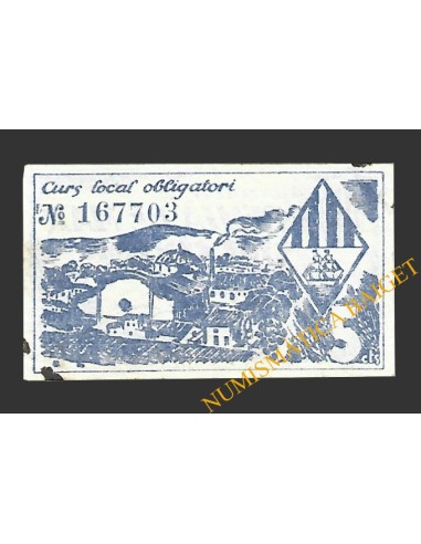 PREMIA DE MAR (Barcelona) 5 centims setembre del 1937 