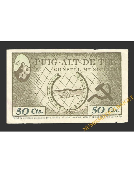 PUIG-ALT DE TER (Girona) 50 centims 19 de març del 1937 