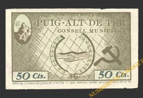 PUIG-ALT DE TER (Girona) 50 centims 19 de març del 1937 