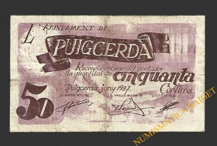 PUIGCERDA (Girona) 50 centims juny del 1937 