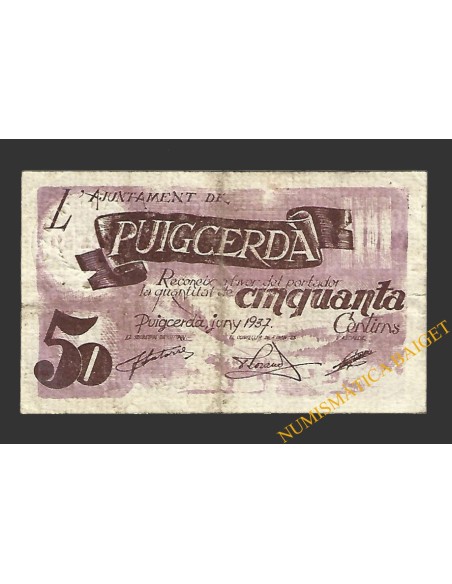 PUIGCERDA (Girona) 50 centims juny del 1937 