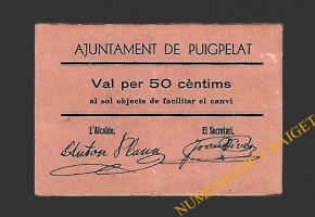 PUIGPELAT (Tarragona) 50 centims 1937 