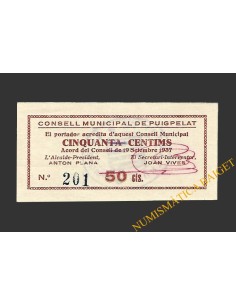 PUIGPELAT (Tarragona) 50 centims 19 de setembre del 1937 