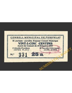 PUIGPELAT (Tarragona) 25 centims 19 de setembre del 1937 