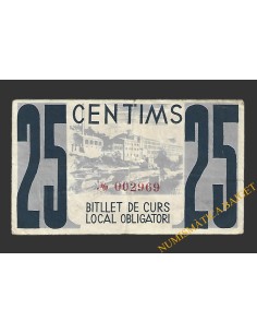 PUIGREIG (Barcelona) 25 centims 29 de juny del 1937  2