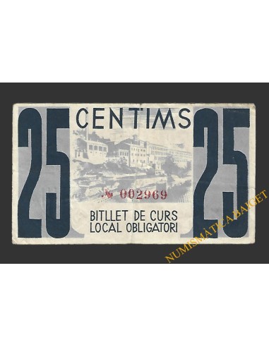 PUIGREIG (Barcelona) 25 centims 29 de juny del 1937 