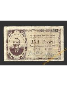 PUIVERD D'AGRAMUNT (Lleida) 1 pesseta 3 de juny del 1937 