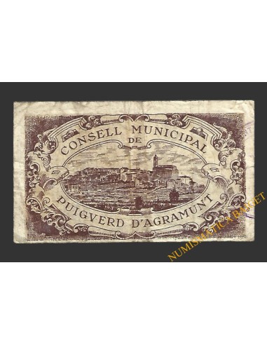 PUIVERD D'AGRAMUNT (Lleida) 1 pesseta 3 de juny del 1937 