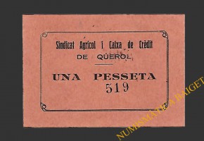 QUEROL (Tarragona) 1 pesseta 1937 