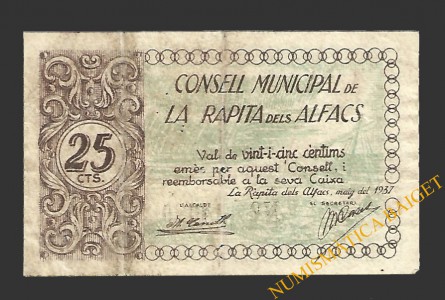RAPITA DELS ALFACS, LA (Tarragona) 25 centims maig del 1937 