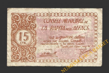 RAPITA DELS ALFACS, LA (Tarragona) 15 centims maig del 1937 