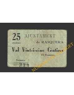 RASQUERA (Tarragona) 25 centims 1937 