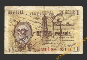 REUS (Tarragona) 1 pesseta 14 d'abril del 1937  J. Marti
