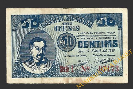 REUS (Tarragona) 50 centims 14 d'abril del 1937 J. Martell