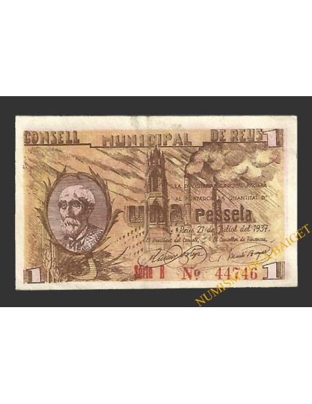 REUS (Tarragona) 1 pesseta 21 de juliol del 1937 J.Marti