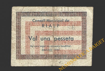 RIALP (Lleida) 1 pesseta 1937 