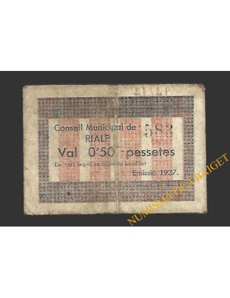 RIALP (Lleida) 0'50 pessetes 1937 