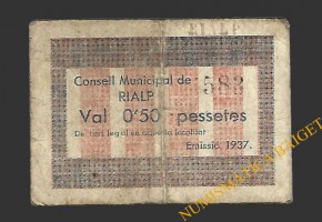 RIALP (Lleida) 0'50 pessetes 1937 