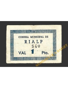 RIALP (Lleida) 1 pesseta 1937 . 2ª emissió