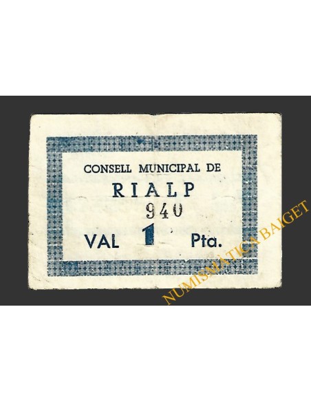 RIALP (Lleida) 1 pesseta 1937 . 2ª emissió