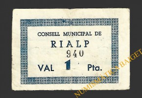 RIALP (Lleida) 1 pesseta 1937 . 2ª emissió