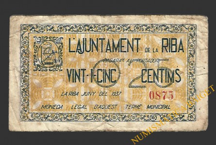 RIBA, LA (Tarragona) 25 centims juny del 1937
