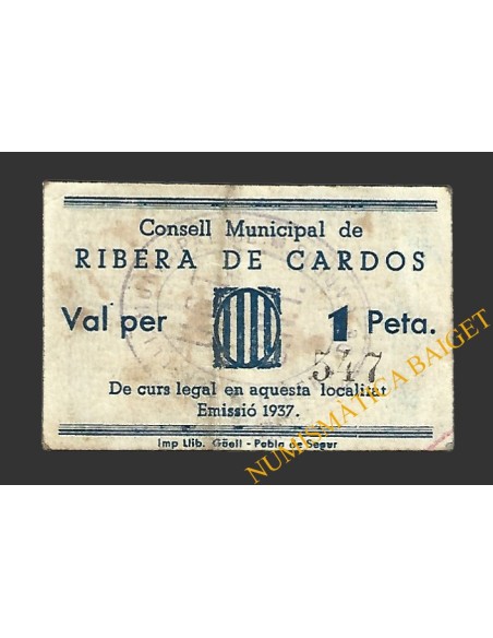 RIBERA DE CARDOS (Lleida) 1 pesseta 1937