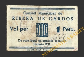 RIBERA DE CARDOS (Lleida) 1 pesseta 1937