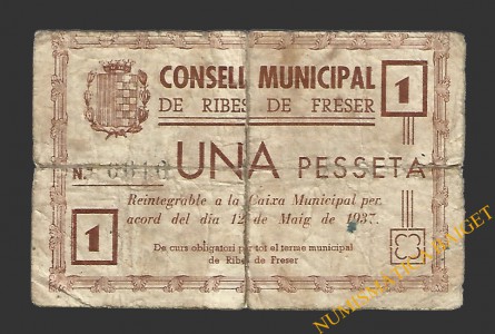 RIBES DE FRESER (Girona)) 1 pesseta 12 de maig del 1937