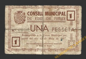 RIBES DE FRESER (Girona)) 1 pesseta 12 de maig del 1937