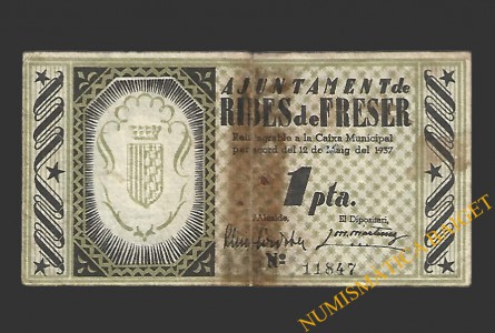 RIBES DE FRESER (Girona) 1 pesseta 12 de maig del 1937 (2ª emissió)