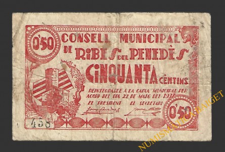 RIBES DES DEL PENEDES (Barcelona) 50 centims 22 de maig del 1937 