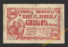 RIBES DES DEL PENEDES (Barcelona) 50 centims 22 de maig del 1937 