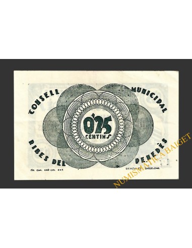 RIBES DES DEL PENEDES (Barcelona) 25 centims 22 de maig del 1937 