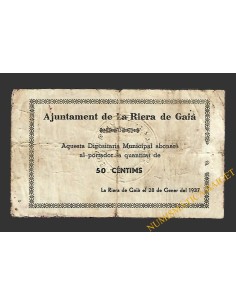 RIERA DE GAIA, LA (Tarragona) 50 centims 28 de gener del 1937 