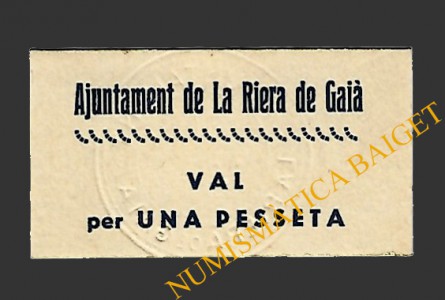 RIERA DE GAIA, LA (Tarragona) 1 pesseta 1937 